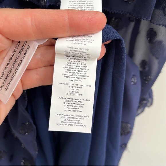 Michael Michael Kors Printed Jacquard Ruffled Midi Dress True Navy Blue Large - Picture 13 of 13